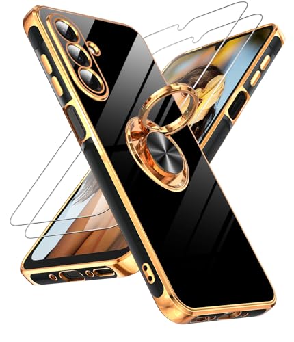 Coque Galaxy A26-5G protection silicone noir anneau support voiture