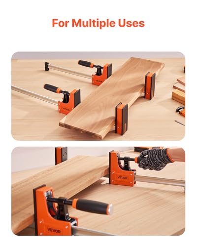 Image of VEVOR Bar Clamps for Woodworking, 2-Pack 24 inch Parallel Clamp Set, F-Clamp with 1500 lbs Load Limit, Even Pressure, High-strength Plastic and Carbon Steel, for Woodworking Metal Working, Orange