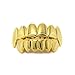 Star Hip Hop Bling Bling Hommes Vampire Dents Deco Set Golden Tooth Grillz Cap/Grillz Amovible Dents d'or/14K Or Plaqué Vampire Gold Dents Argent/Cadeau De Noël,Gold