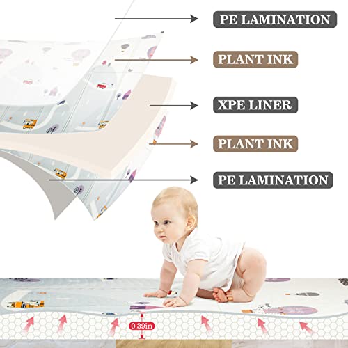 Foldable Foam Baby Play Mat, Waterproof Reversible Playmat For Babies And Toddlers,Infants, Kids, Play & Tummy Time Crawling Mat, Extra Large Activity Mat Baby Mat For Floor With Travel Bag- 79" X 71" #TOP2