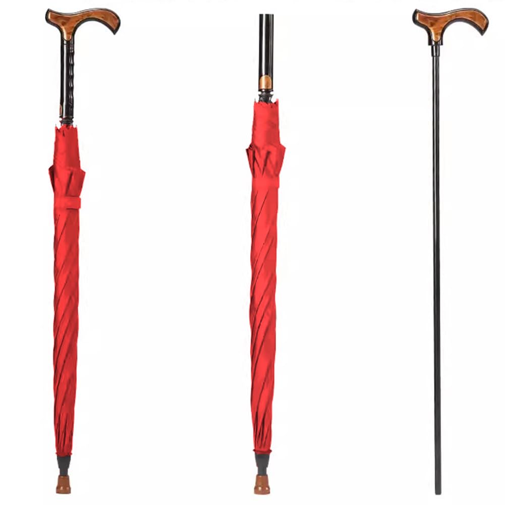 Wiatroodporny parasol walkingowy z odpinanym uchwytem Crh, antypoślizgową ergonomiczną przyczepność, 86cm Protect Cane dla seniorów, lekkie i przenośne narzędzie podwójnego zastosowania