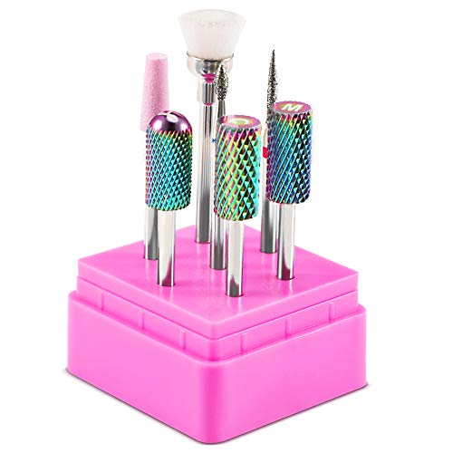 Nail Drill Bits, DIOZO 7pcs Tungsten Carbide Diamond Carbide Nail File Bits 3/32 Inches Nail Bits for Gel Nails Cuticles Manicure Pedicure