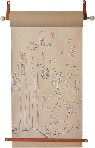 Support mural en bois noble pour rouleau de papier Kraft et notes de bureau