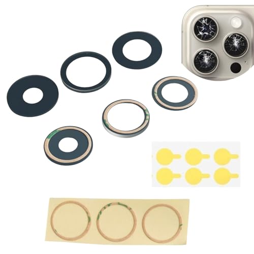 MEEFIX 3pcs/Set Rear Camera Lens Replacement for iPhone 15 Pro with Pre-Installed Adhesive & Heat Protective Films