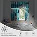 MCALK Turquoise Blackout Kitchen Curtains Tiers and Valances Set 3 Piece for Windows Grey Kitchen Window Curtains Set,Modern Abstract Art Valances for Living Room(36