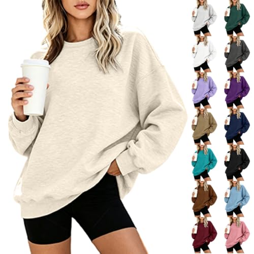 Crewneck Sweatshirts Women Oversized Comfort Fleece Preppy Pullover Tops - image 1