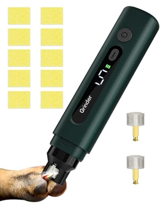 weini Dog Nail Grinder Upgraded-Professional 5-Speed Electric Rechargeable Pet Nail Trimmer Painless Paws Grooming & Smoothing, Sponge Dust Collection for Small Medium Large Dogs&Cats,Green-2eaXnjwm