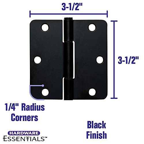 Squeak-Proof 3-1/2in 1/4in Radius Matte Black Door Hinge (3 Count) - Image 2