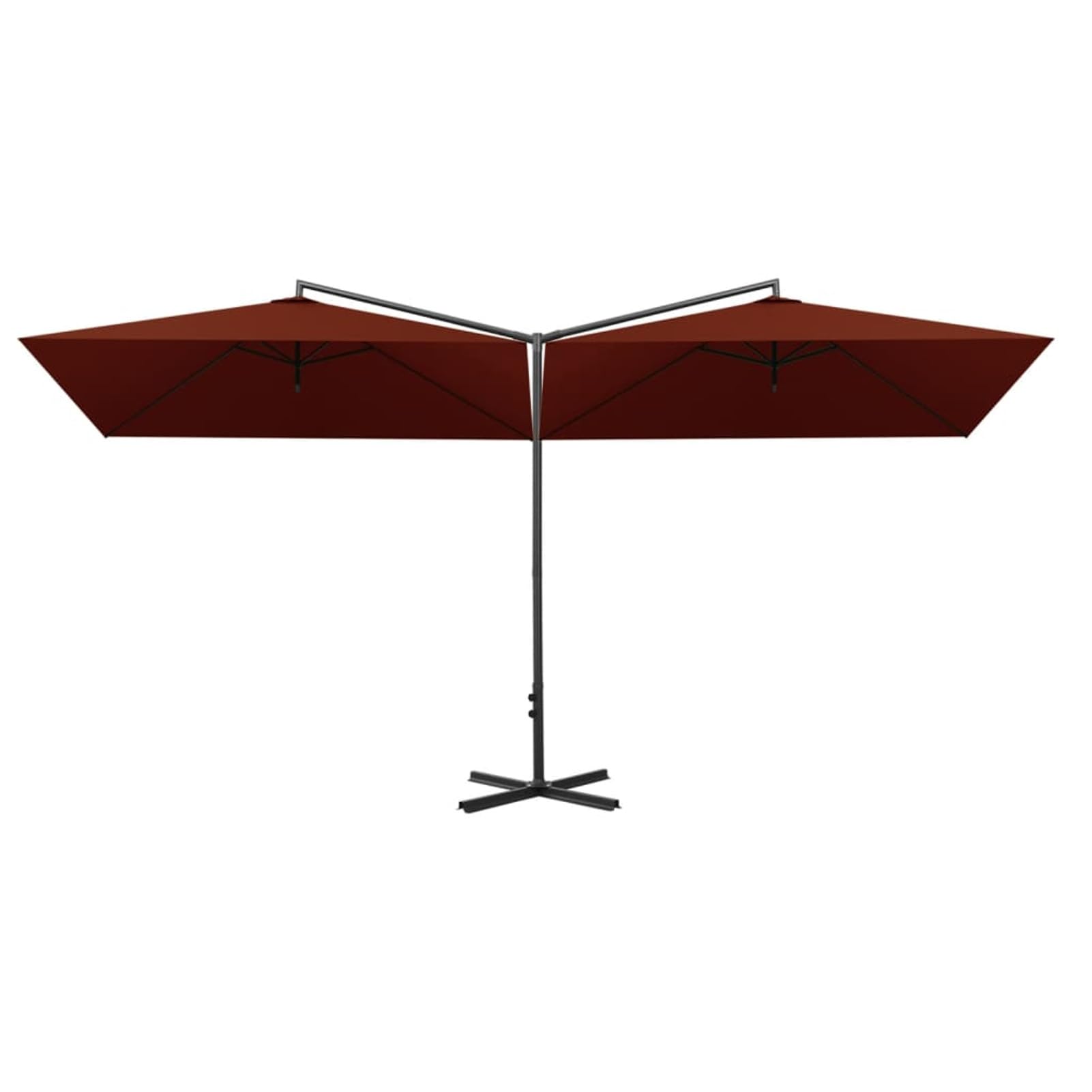 Homgoday Sombrilla Doble con Poste de Acero Terracota 600x300 cm Sombrilla de Jardín, Protección UV Sombrilla Jardín Grande Orientable Jardín Parasol Balcón