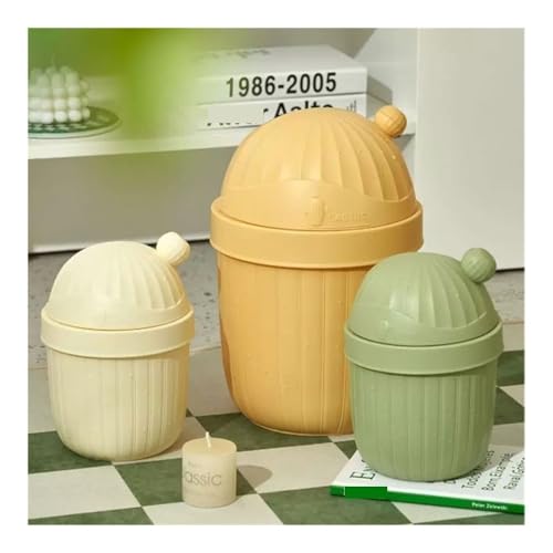 Caneca de basura con tapa Amarilla para baño miniatura 3