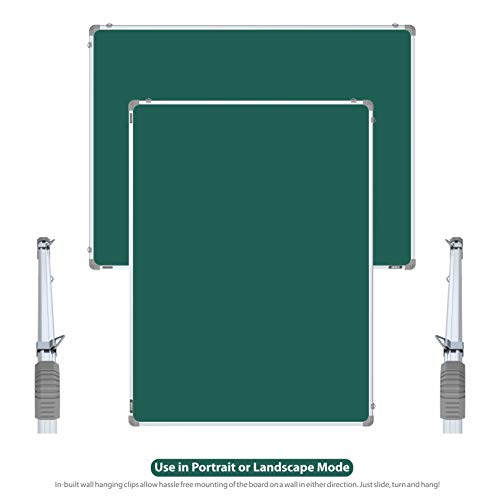 Image of Pragati Systems Genius Melamine (Non-Magnetic) Green Chalkboard for Classroom, School & Teaching with Lightweight Aluminium Frame | Clean Wipe & Non-Ghosting Surface | Large Size 3x4 Feet (Pack of 1)