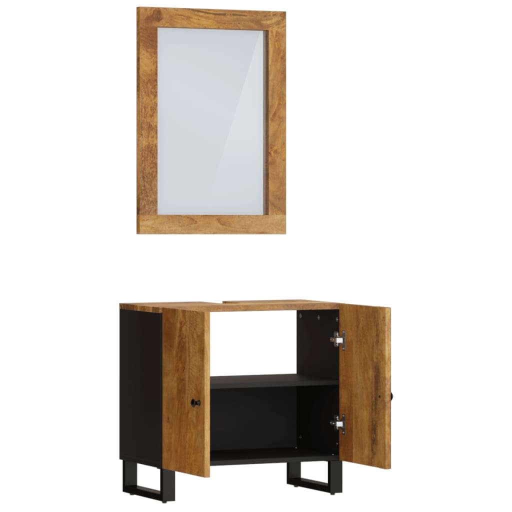 Conjunto de Muebles de baño 2 Piezas Madera Maciza de Mango, Muebles para Baño, Muebles para Lavabo, Armario Baño - 3200636