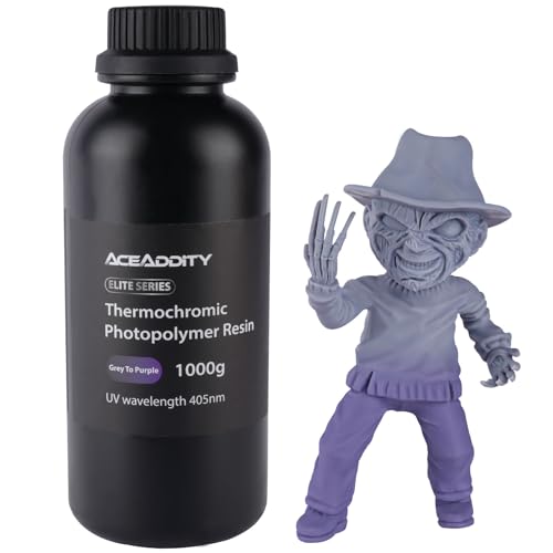 Aceaddity Thermochromes 3D-Druckerharz, Hochauflösendes 405nm UV-härtendes Photopolymer-Druckharz, Kompatibel Mit Den Meisten LCD/DLP-3D-Druckern, Wechselt Von Grau Zu Lila, 1KG