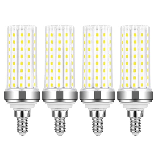 E12 led Bulb - 20W Candelabra Base, Daylight White 6500K, 150W Equivalent, LED Chandelier & Ceiling Fan Light - 2000LM, Non-Dimmable, 4 Pack