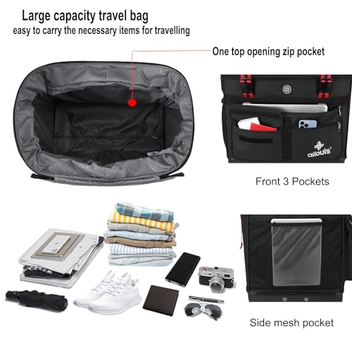 expandable foldable luggage bag with telescoping handle collapsible suitcase with removable universal wheels rolling travel bag for men women duffel bag