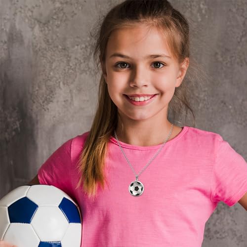 Happy Kisses Soccer Ball Spinner Necklace for Soccer-Loving Girls | “Just A Girl With Goals” Pendant | Gift for Soccer Moms and Players3