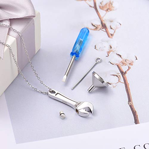 Jinlou Tool Wrench Urn Pendant Necklace for ashes Sterling Silver Keepsake Memorial Cremation Jewelry Urn Necklace for Human Man Women4