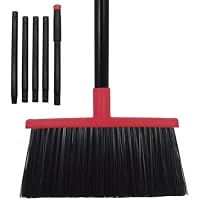 Xifando Heavy-Duty Adjustable Angle Broom with 56 Inch Steel Handle (Red)