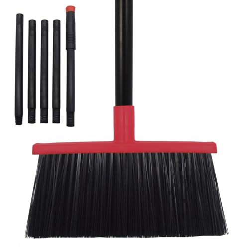 Xifando Robuster, verstellbarer Winkelbesen mit 142,2 cm Stahlgriff, ideal für Zuhause, Garage, Küche, Bad, Büro und Außenbereich, langlebiges und effizientes Reinigungswerkzeug für harte Böden, Rot