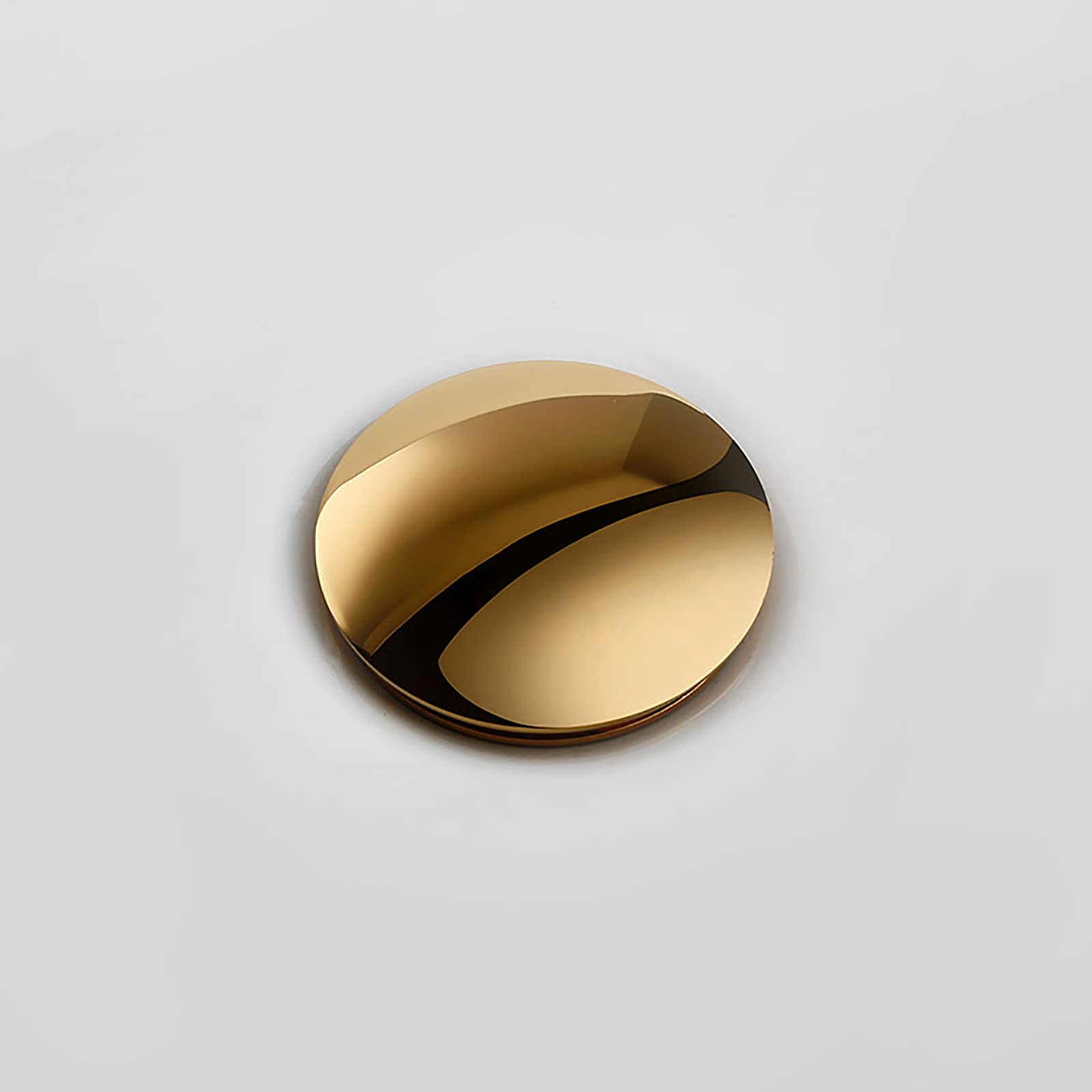 Tapón de Lavabo de Acero Inoxidable, Tapón de desagüe emergente con rebosadero for Lavabo de baño, latón Pulido y Dorado