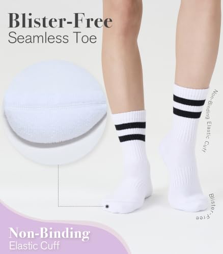Brula Womens 98% Cotton Cushioned Crew Striped Retro Socks - Image 5