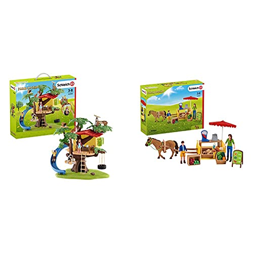 SCHLEICH 42408 Farm World Spielset - Abenteuer Baumhaus, Spielzeug ab 3 Jahren & 42528 Farm World, Mehrfarbig