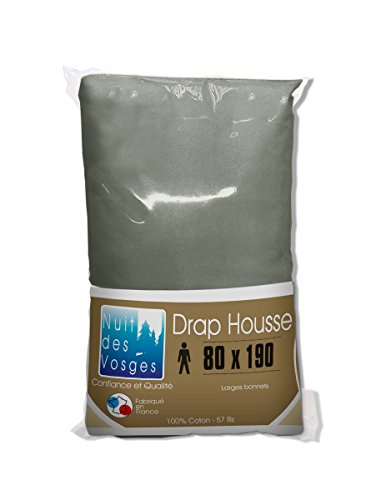 Nuit des Vosges cotoval Spannbettlaken Baumwolle Anthrazit 80 x 190 cm Cover