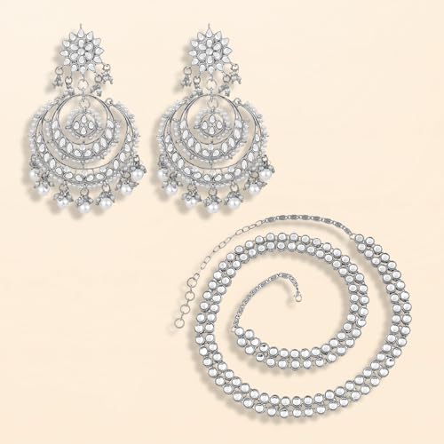 Image of Peora Traditional Ethnic Kundan Pearl Traditional Jewellery Set Gift for Women