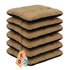 Outdoor Sitzkissen Stuhlkissen - 6er Set - 45 x 45 cm - Made in EU, Wasserdichtes & UV-beständig Gartenkissen - Stuhlauflage Stuhlpolster für Balkonstühle - Beige