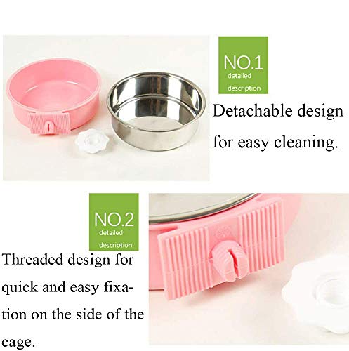 PINVNBY Hundenapf zum Aufhängen, abnehmbarer Futternapf, Edelstahl, für Futter und Wasser, für Katzen, Welpen, Vögel, Ratten, Meerschweinchen, 2 Stück