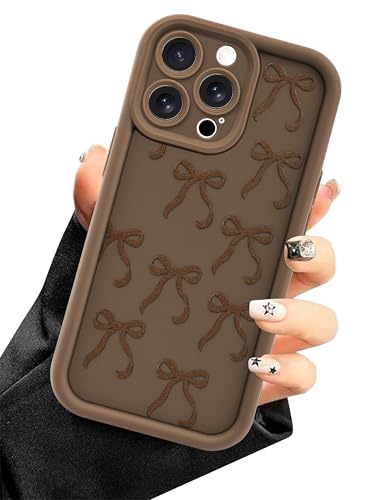 Aitipy Compatible with iPhone 12 Pro Max Case, Cute Brown Bow Aesthetic Design for Girls Women Soft Silicone Slim Fit Shockproof Protective Cover