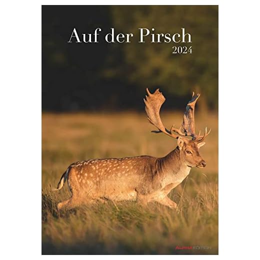 Auf der Pirsch 2024 - Bildkalender A3 (29,7x42 cm) - mit Feiertagen (DE/AT/CH) und Platz für Notizen - Tierkalender - Wandplaner - Wandkalender