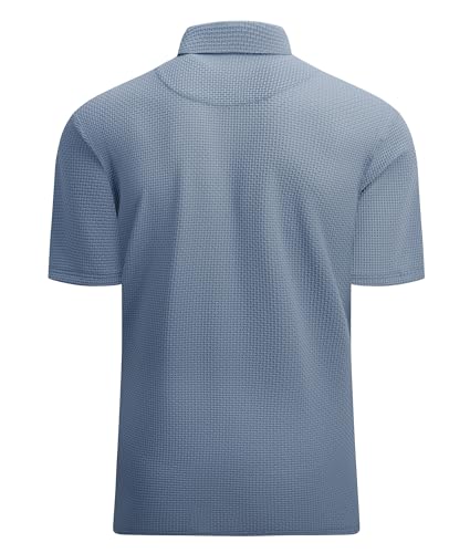Alex Vando Mens Bubble Jacquard Polo Shirt Super Stretch Short Sleeve Polo Shirts for Men