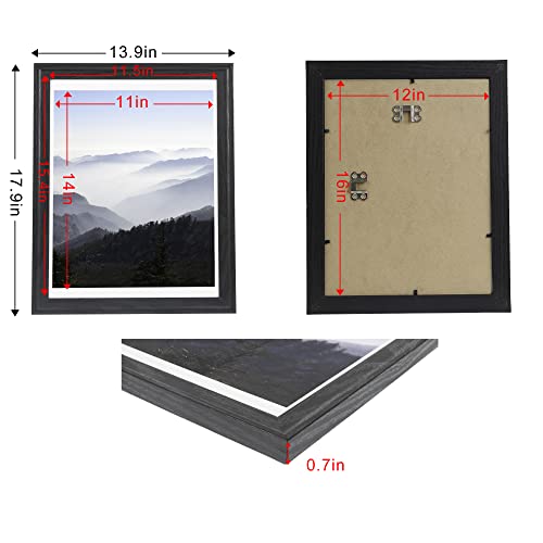 Medog 12X16 Picture Frame Made Of Solid Wood Set Of 1 Display Pictures 11X14 With Mat Or 12X16 Without Mat, Arc Ultra Wide Edge Wooden 12X16 Black Picture Poster Frame Wall Gallery Frames（Fmj） #TOP3