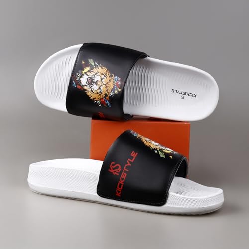 Image of Men's Slider with Lion Design | Comfort Footbed | Extra Soft Doctor Recommended Chappals | Stylish Designer Textured Sole | Lightweight Comfortable Slip-On Slippers KS 2006