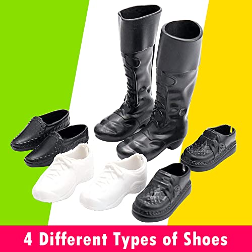 Eutenghao 25Pcs Doll Clothes And Accessories For 12 Inch Boy Dolls Includes 16 Different Wear Clothes Shirt Jeans Pants Shoes For 12'' Boyfriend Doll With Dog,2 Tennis Racket,Violin And Surfboard #TOP4