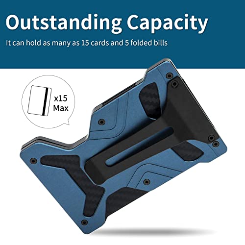 Ahtai Minimalist Wallet For Men - Slim Wallet With Money Clip - Tactical Carbon Fiber Wallet - Rfid Blocking Mens Wallet With Gift Box - Cash Credit Card Holder(Aluminum Blue) #TOP3