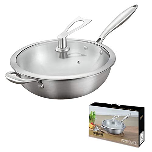 Wok de acero inoxidable 18/10 con tapa y cesta vaporizadora 12.5 pulg miniatura 1