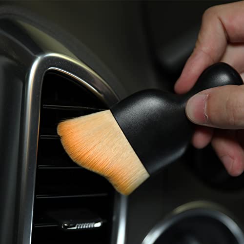 Image of AOCISKA Car Interior Detailing Brush,Soft Bristle Cleaning Brush Car Detailing Brush Dusting Brush,Car Interior Cleaning Tool,Auto Detail Brush Car Dash Duster Brush (Brown with Cap)