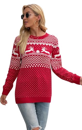 Hiistandd Damen Weihnachtspullover Winter Langarm Rundhals Pullover...
