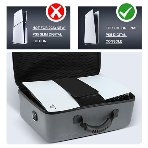Gelozid Hard Shell Carrying Case for PS5, Protective Console Case for PlayStation 5 and Controllers, Portable Travel Case Compatible with PS5 Disk Digital Edition Games and Gaming Accessories(Grey) - Image 4