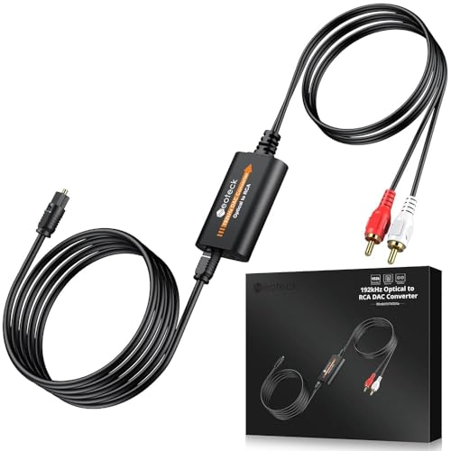 Neoteck DA Wandler 192kHz DAC Konverter 2 1m Optisches zu RCA Kabel mit Eingebauter Audio-Verstärker-Chip Optischer Digital zu Analog Audio Wandler Für HDTVs Set-Top-Boxen DVD/Blu-ray-Player