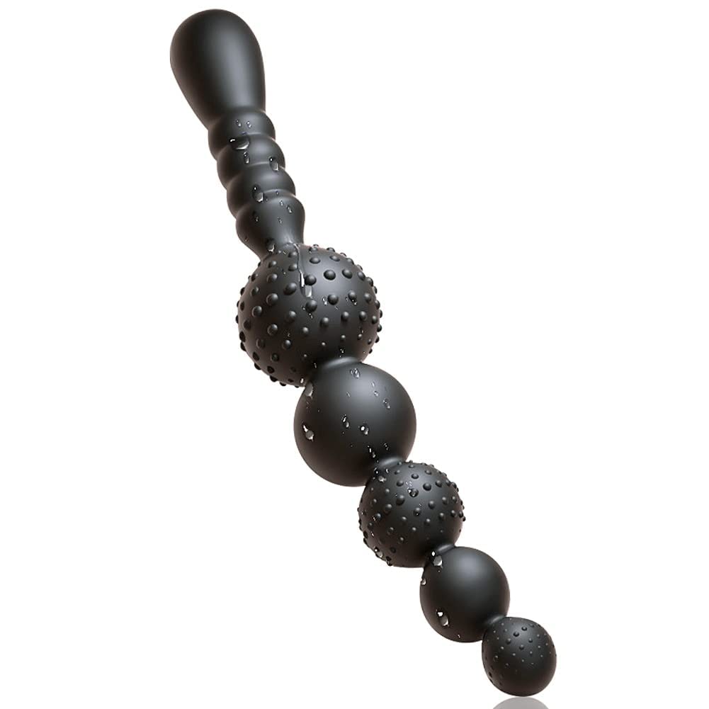 Anal Beads Silicone Anal Butt Plug G-spot Prostate Massager with Safe Handle and Particles Masturbation Sex Toys for