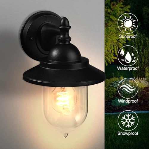 Applique Murale E27 Extérieure Lampe Vintage pour Balcon Noir