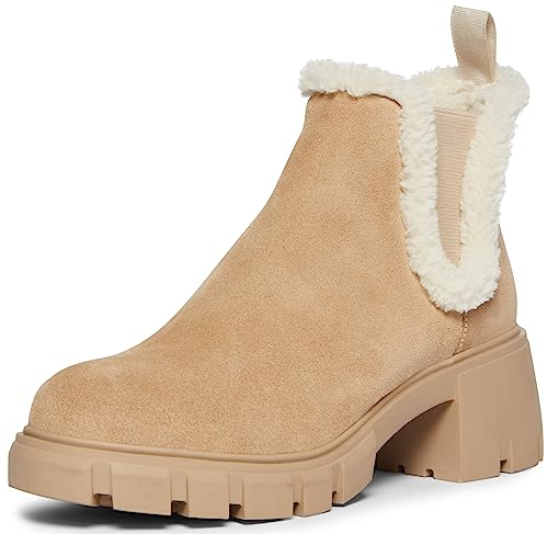 Steve Madden Women's Howler Ankle Boot, Fur Tan Suede, 7.5 M US