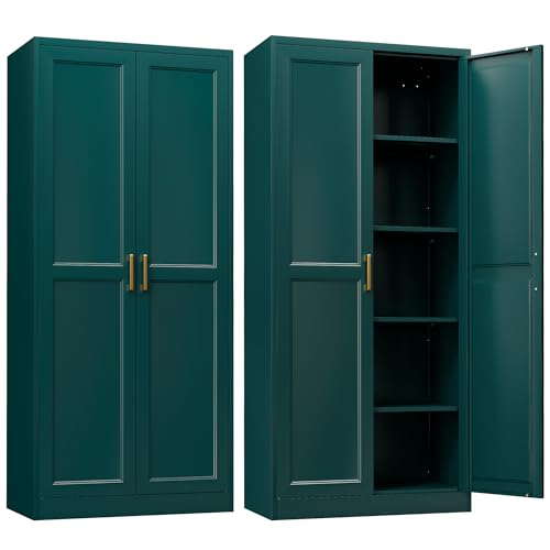 Image of Steeloong 71 inchMetal Pantry Storage Cabinet with Doors & 4 Adjustable Shelves