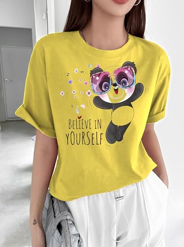 Image of Parona Polyester Casual Round Neck Printed T-Shirt | Half Sleeves Tshirt for Women