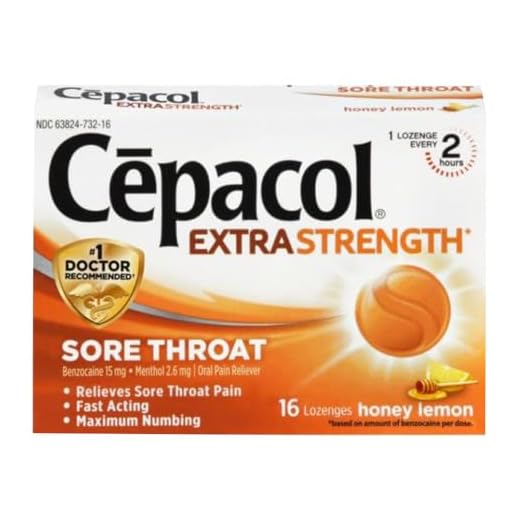 Cepacol Extra Strength Sore Throat Lozenges, Powerful Symptom Relief, Oral Pain Reliever, Honey Lemon, 16 Count (Pack of 1)