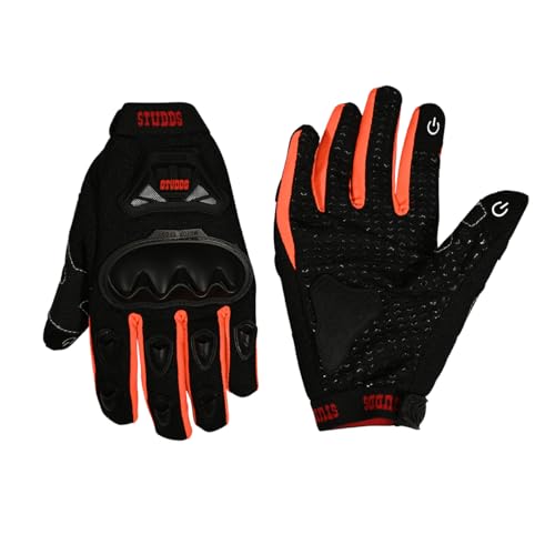 Image of STUDDS SMG 6 Full Finger Bike Riding Gloves with Touch Screen Sensitivity Thumb & Index Finger, Knuckle Protection Mesh Fabric, Anti-Slip Silicon Pads (Orange, XL)