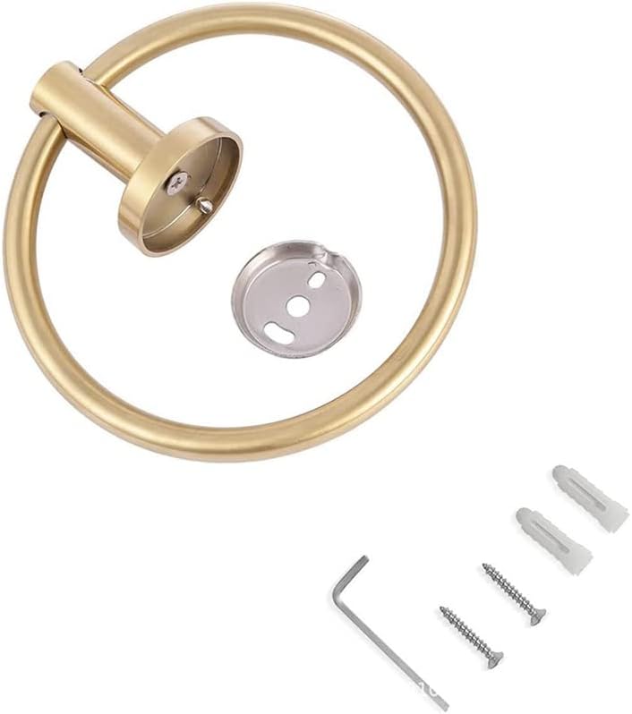 Gold Stainless Steel Towel Holder, Bathroom Wall Mounted Round Towel Rings, Towel Rack, Kitchen Storage Accessories Bathroom